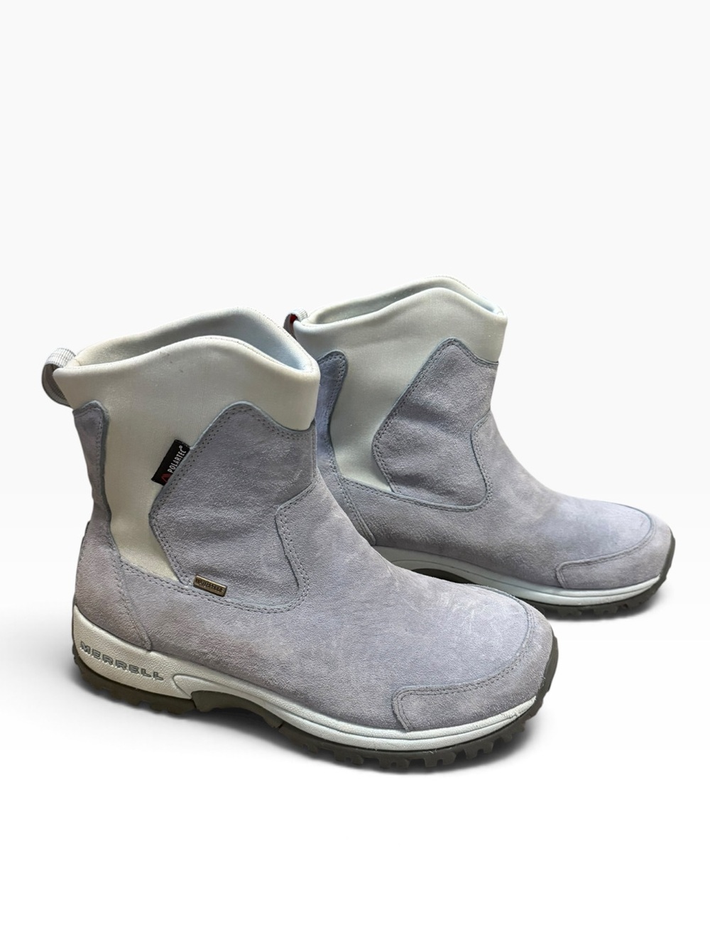 Merrell Women’s Tundra Waterproof Winter Boots Suede/Neoprene Gray Slip on 10